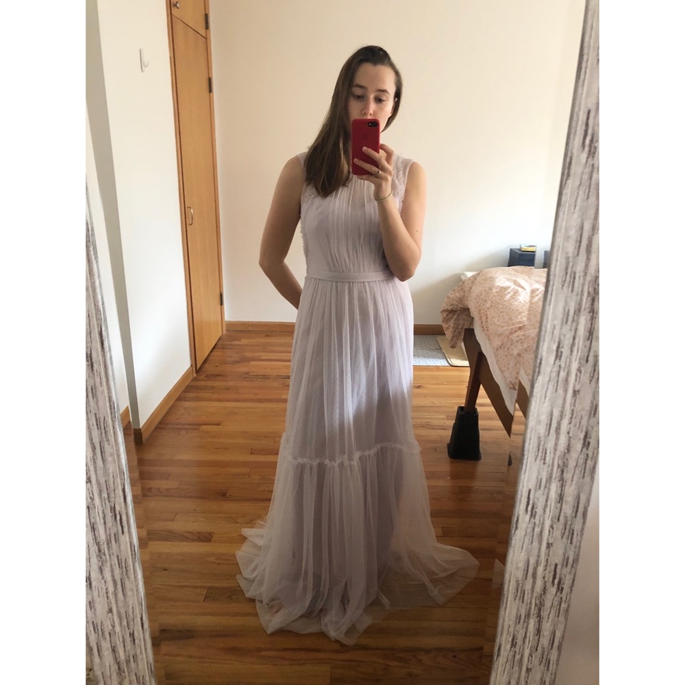 Monique Lhuillier Bridesmaid Purple Maxi Gown